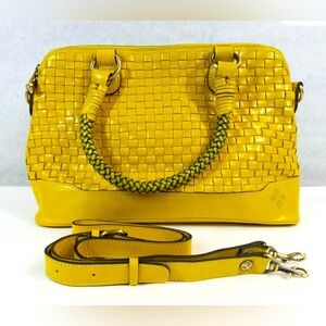 GUC- Patricia Nash Discovery Washed Woven Augusta Satchel Cress Green.